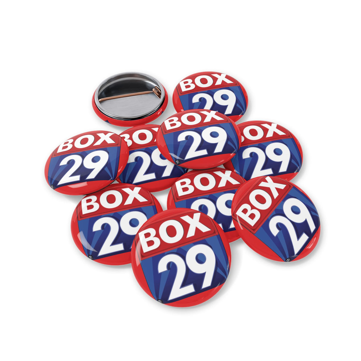 Box 29 Round Pin – Retro logo