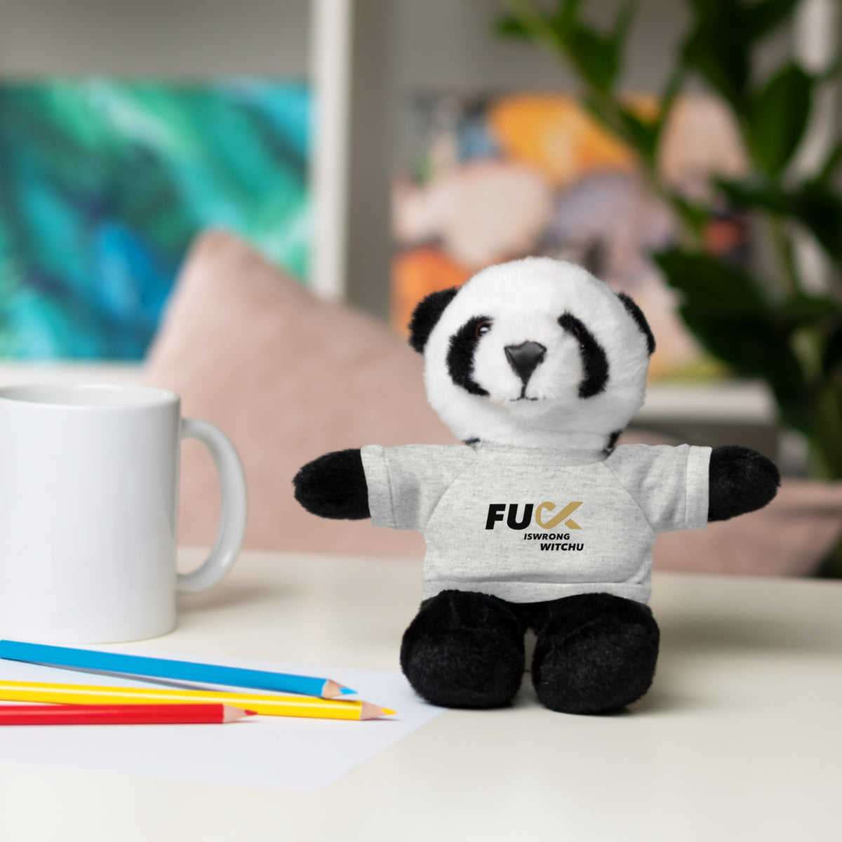 Plush Bear with #Fukiswrongwitchu Cancer Tee