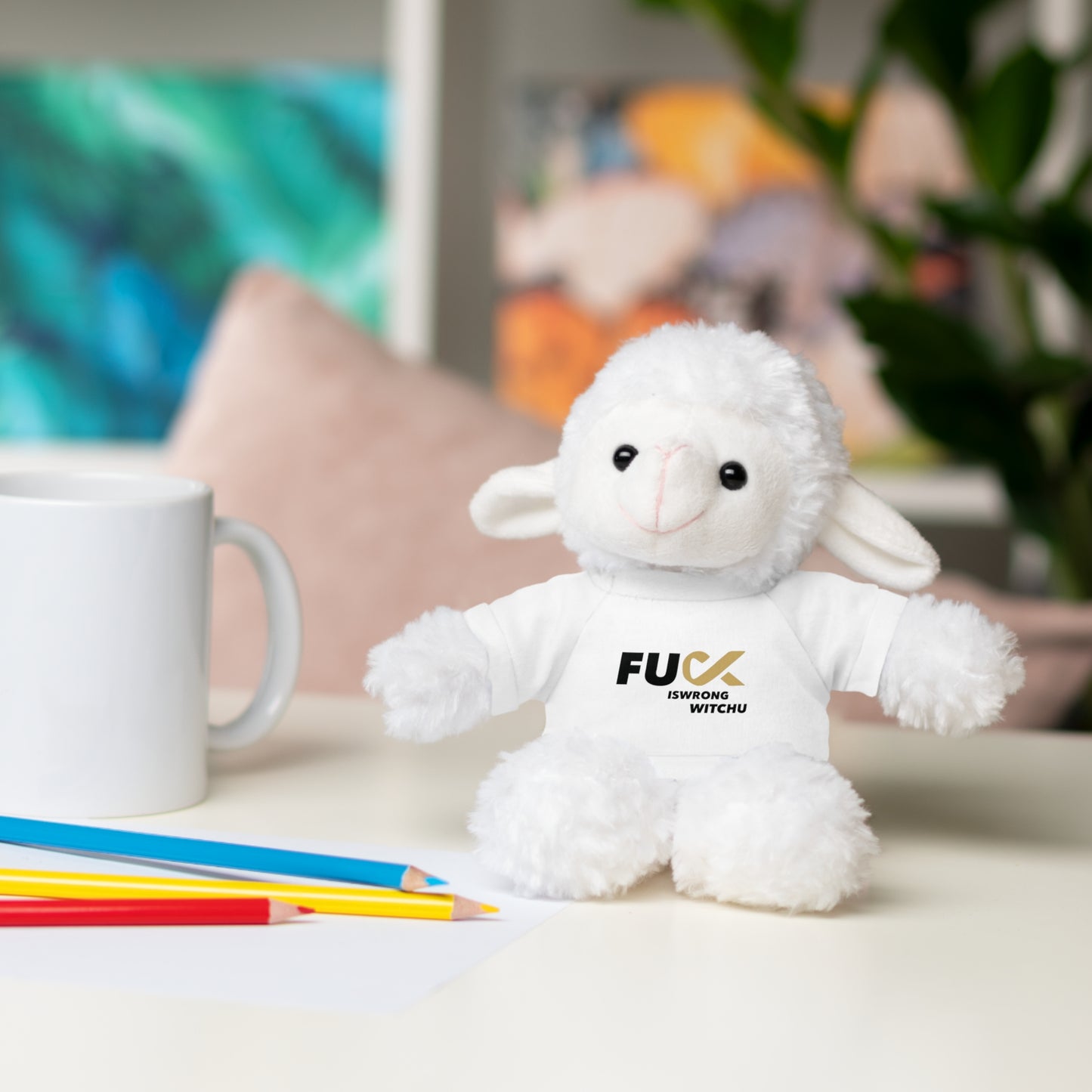 Plush Bear with #Fukiswrongwitchu Cancer Tee