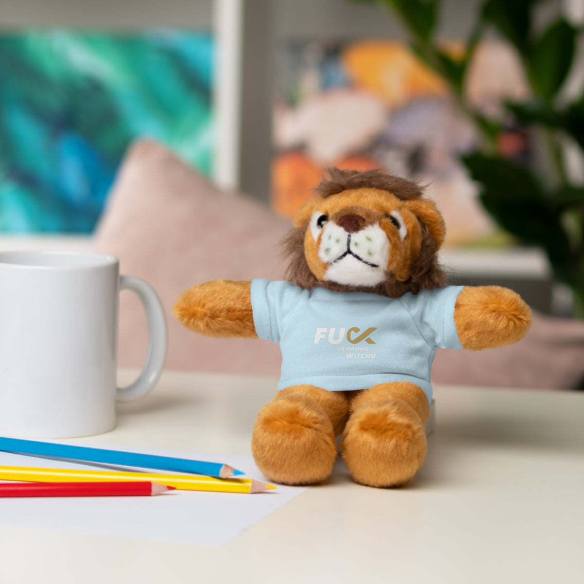 Plush Bear with #Fukiswrongwitchu Cancer Tee