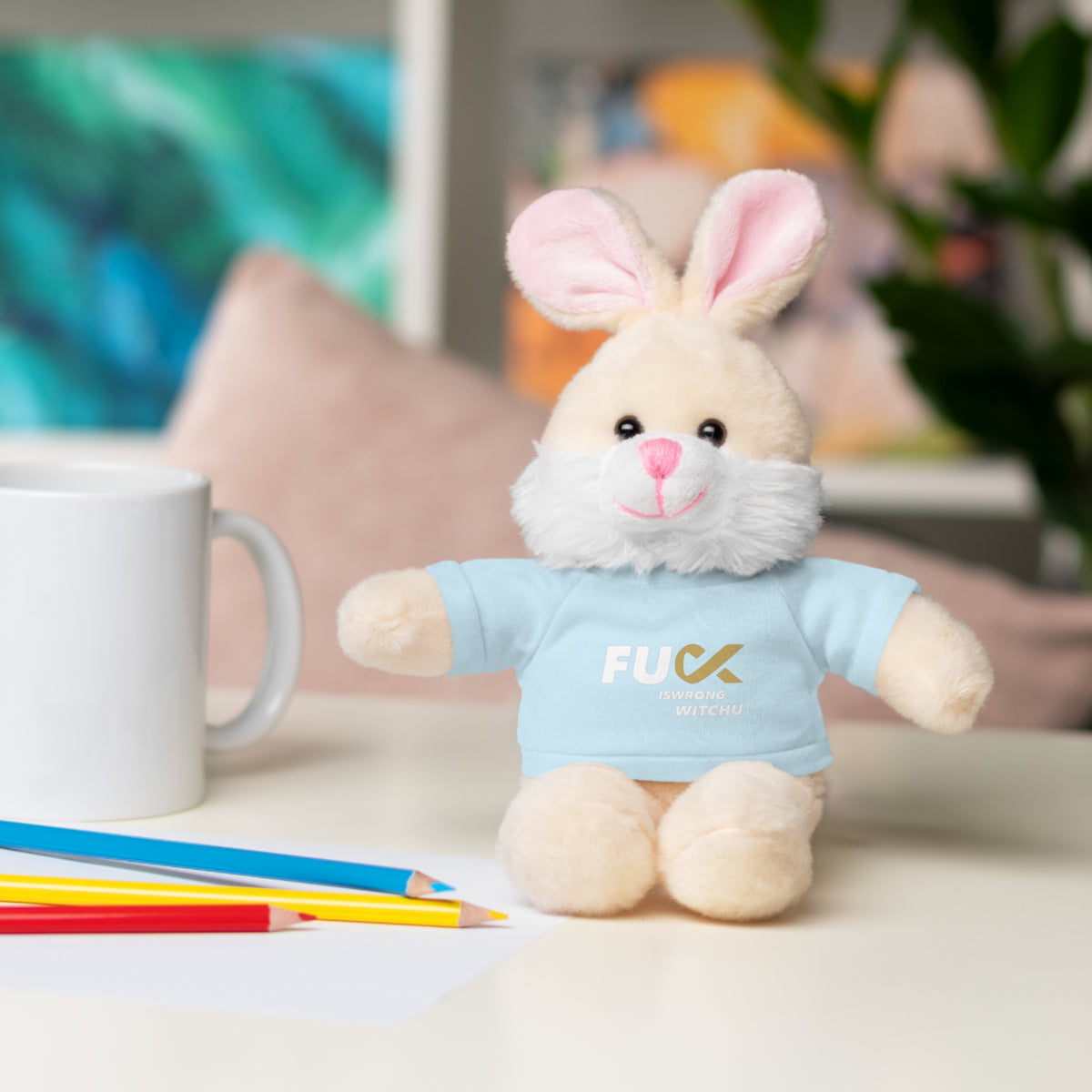 Plush Bear with #Fukiswrongwitchu Cancer Tee