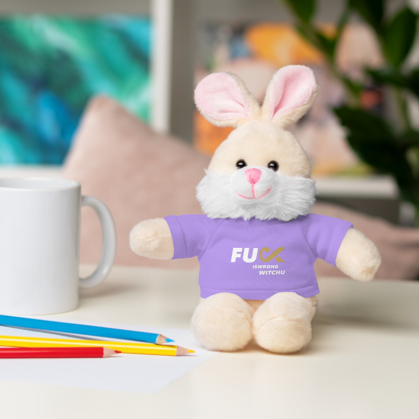 Plush Bear with #Fukiswrongwitchu Cancer Tee