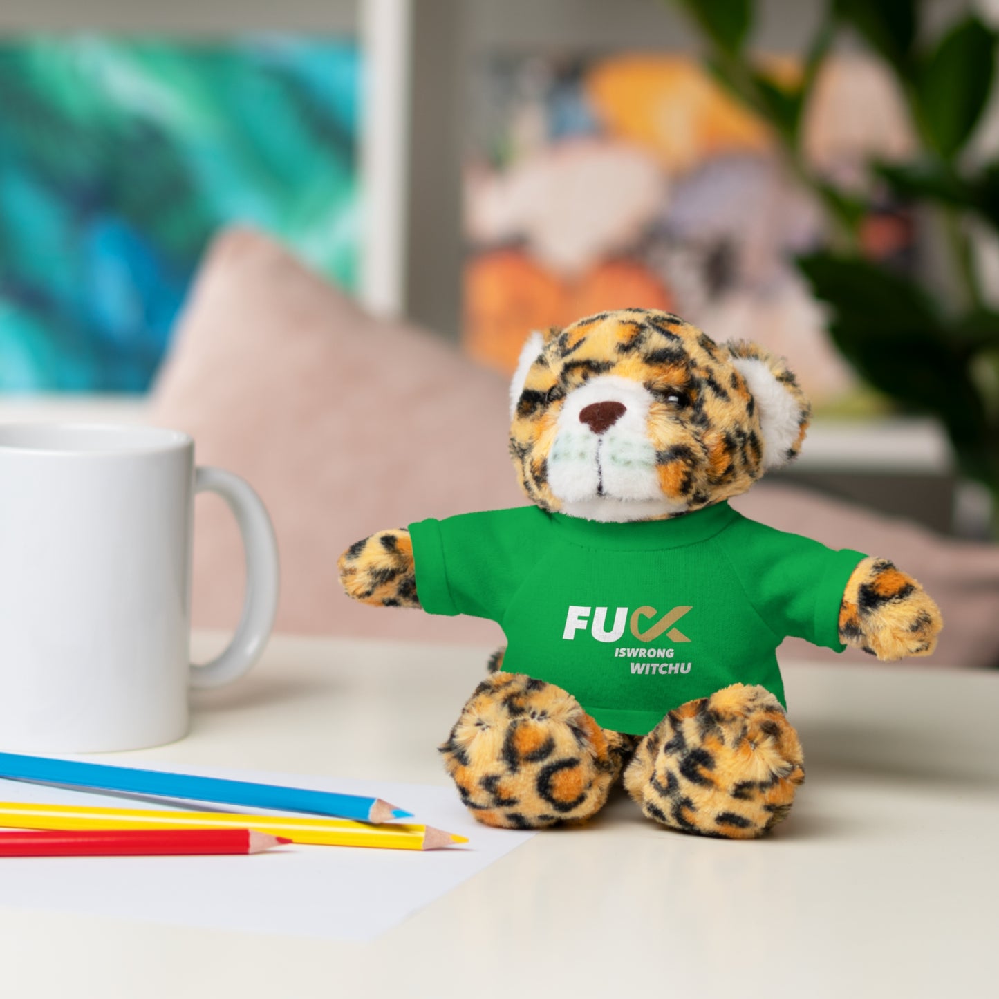 Plush Bear with #Fukiswrongwitchu Cancer Tee