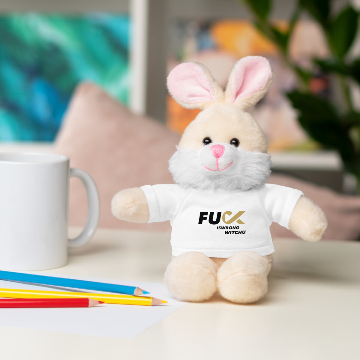Plush Bear with #Fukiswrongwitchu Cancer Tee