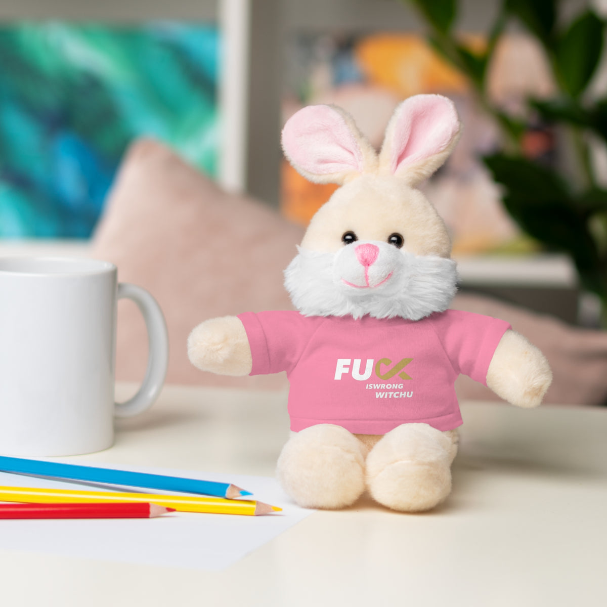 Plush Bear with #Fukiswrongwitchu Cancer Tee