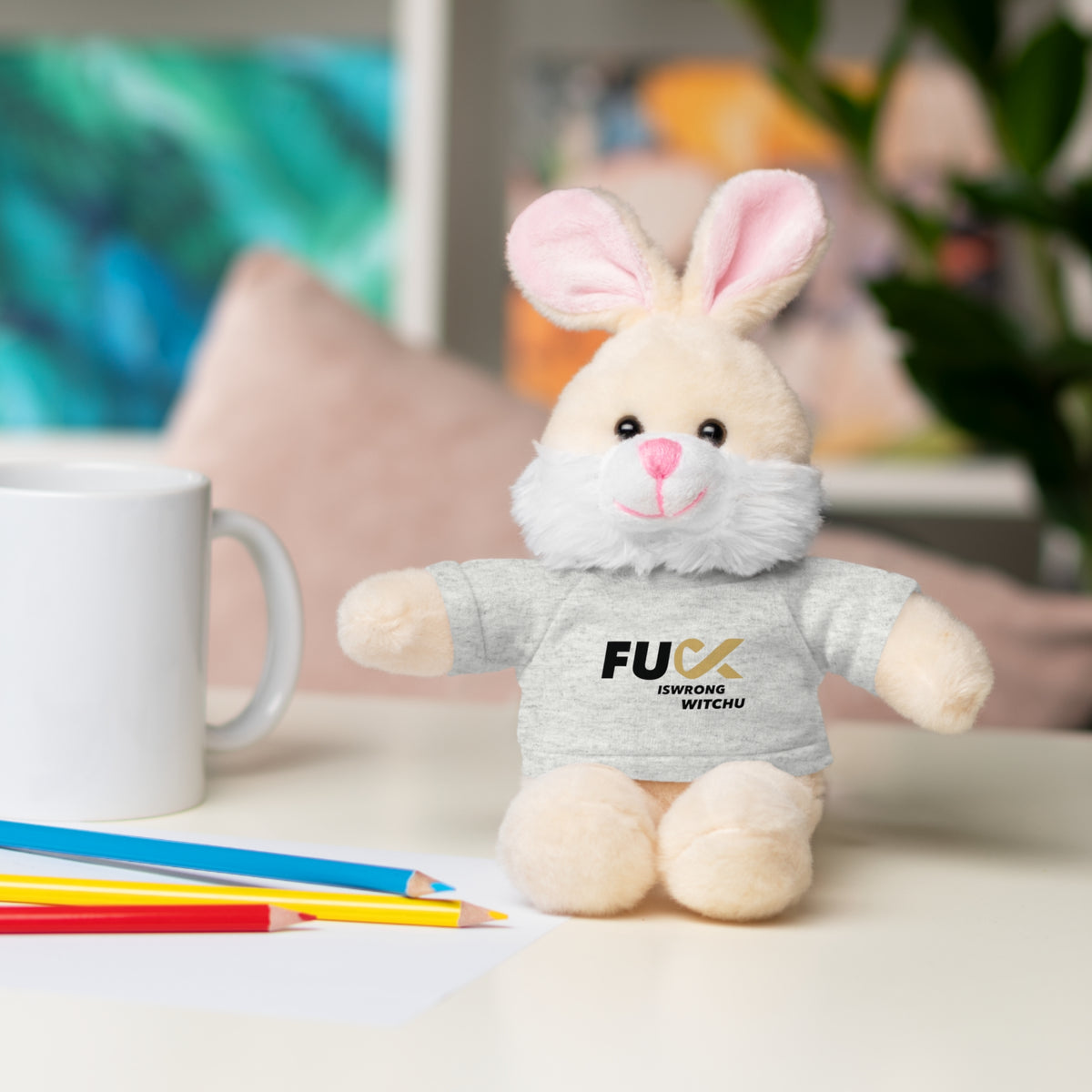 Plush Bear with #Fukiswrongwitchu Cancer Tee