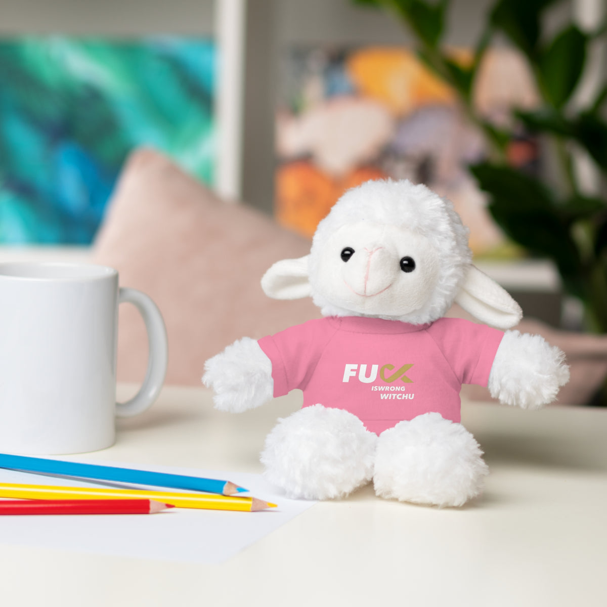 Plush Bear with #Fukiswrongwitchu Cancer Tee