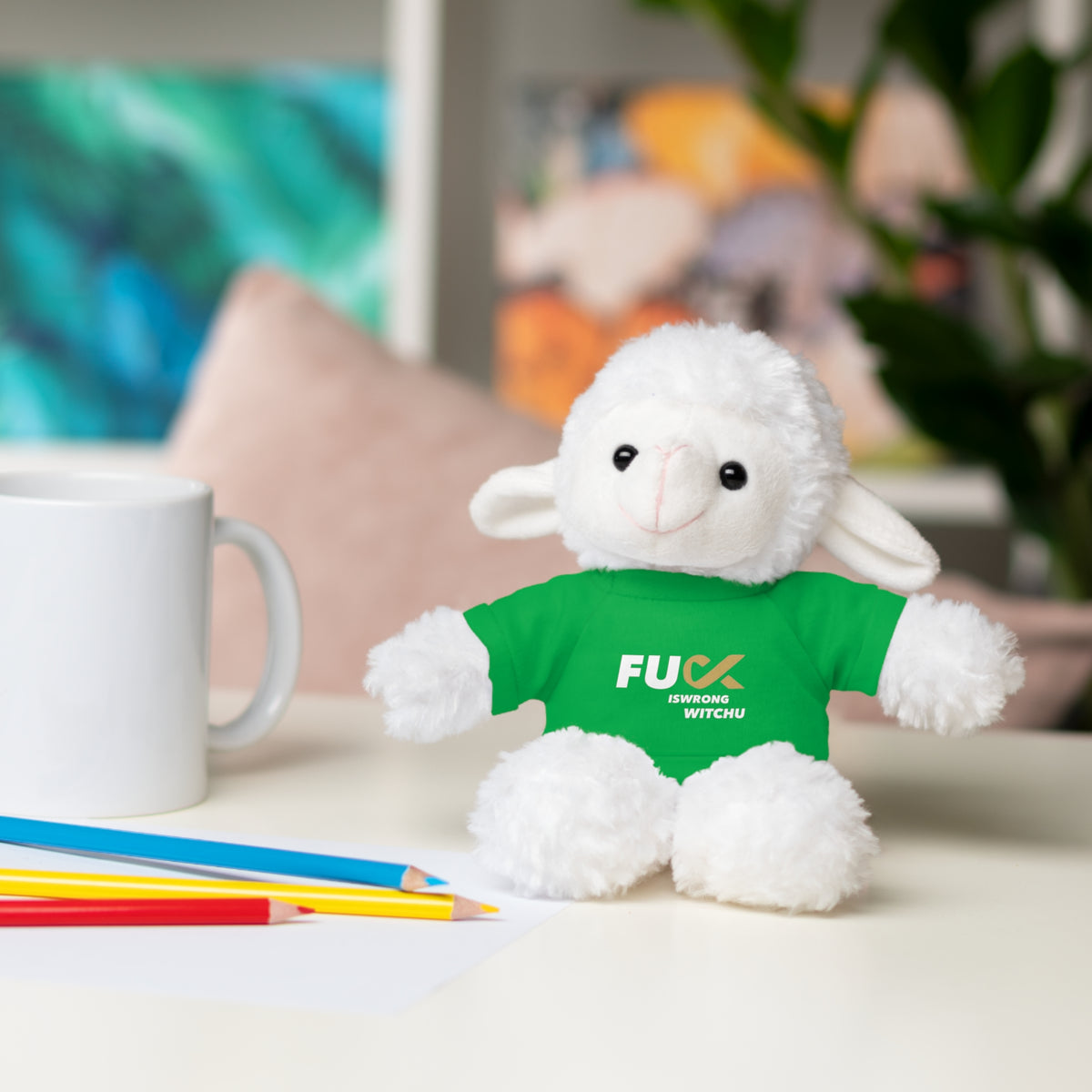 Plush Bear with #Fukiswrongwitchu Cancer Tee