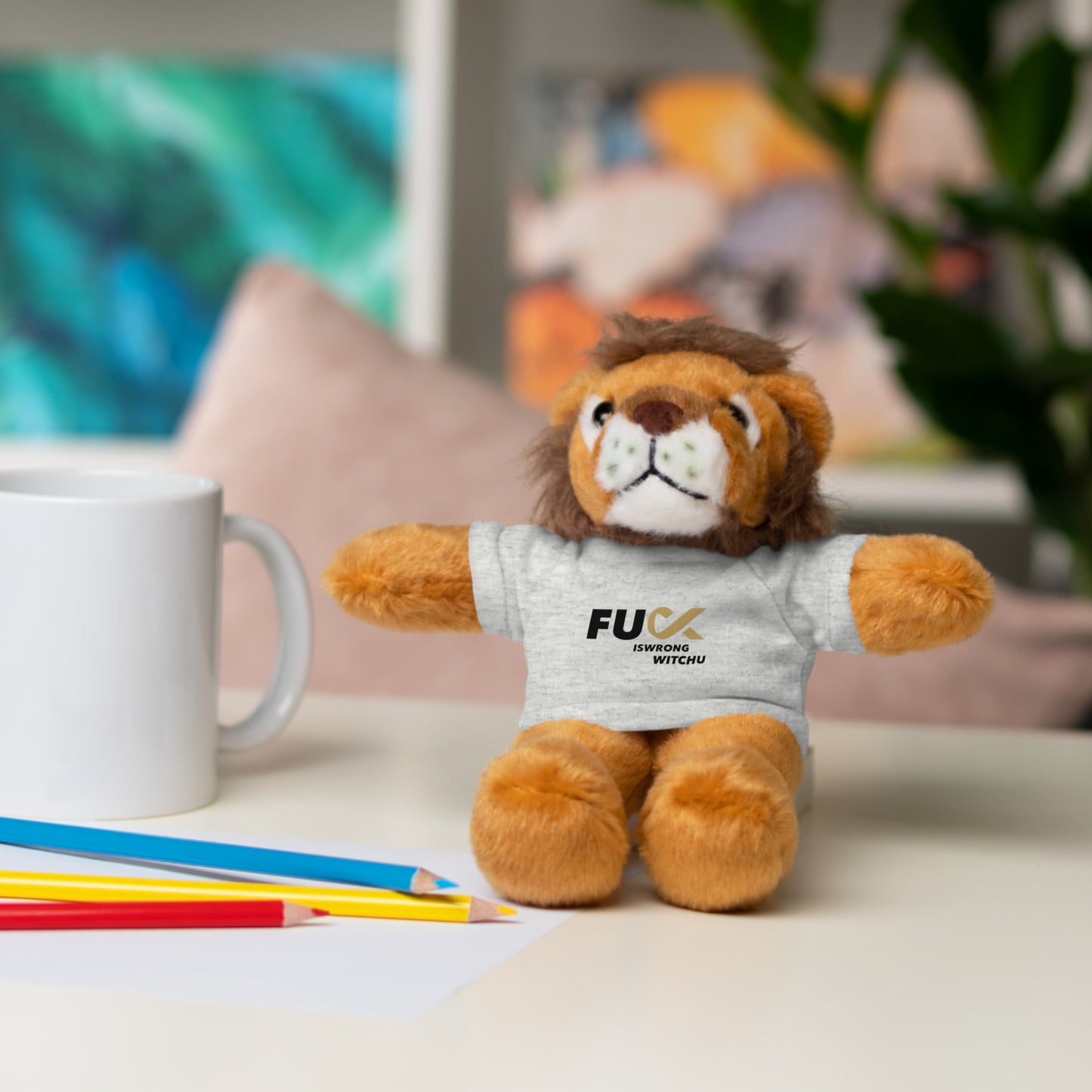Plush Bear with #Fukiswrongwitchu Cancer Tee