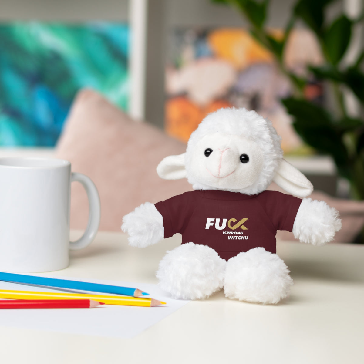 Plush Bear with #Fukiswrongwitchu Cancer Tee