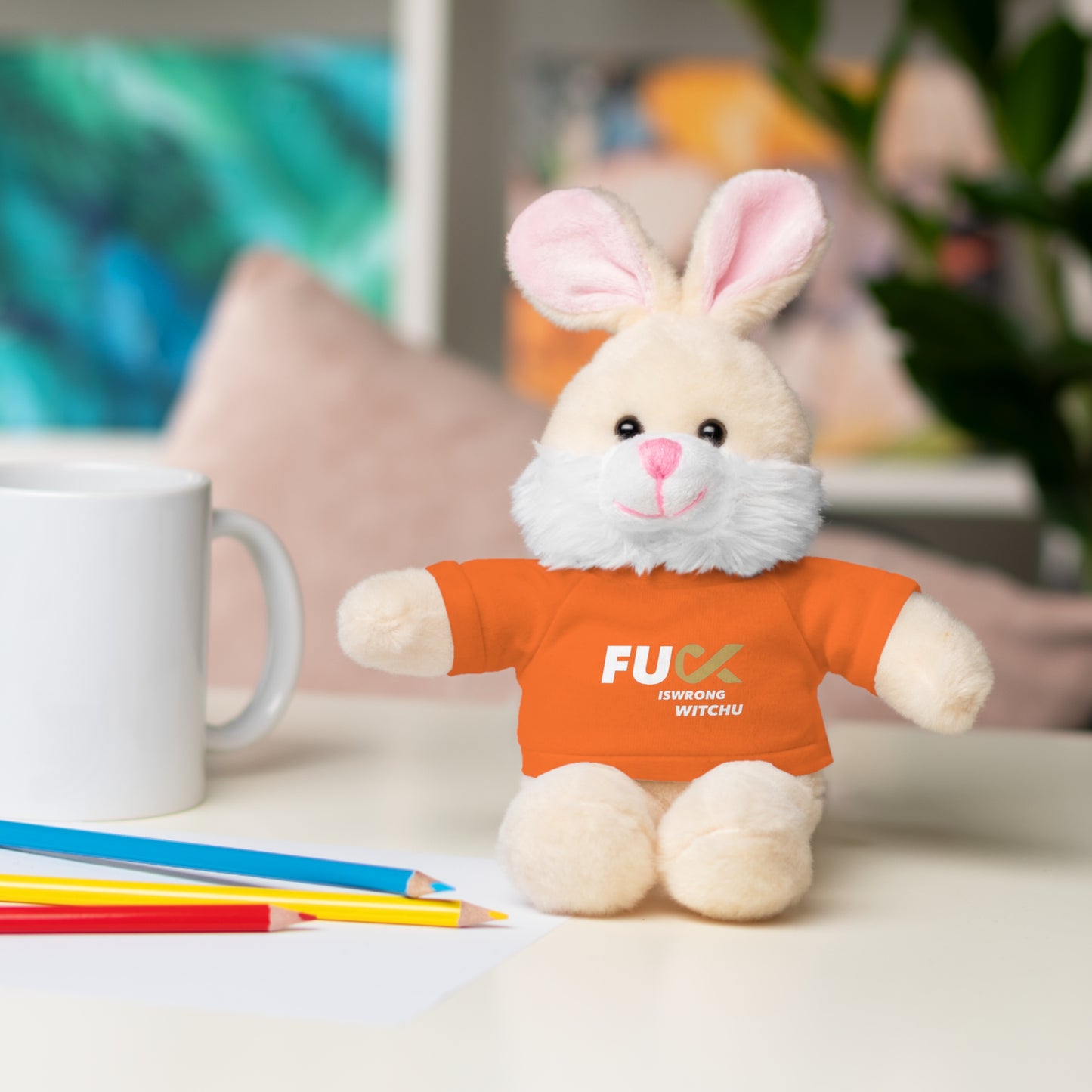 Plush Bear with #Fukiswrongwitchu Cancer Tee