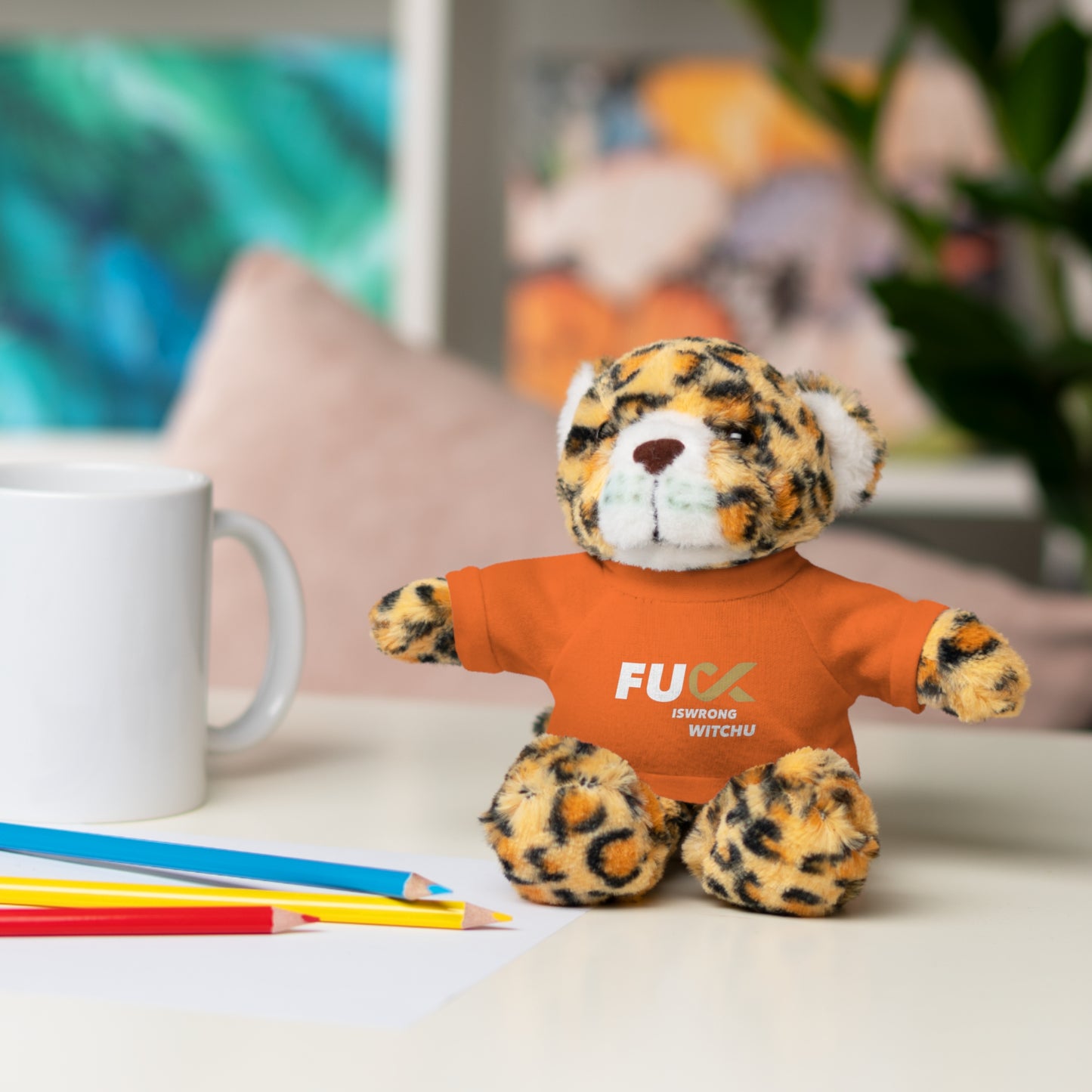 Plush Bear with #Fukiswrongwitchu Cancer Tee