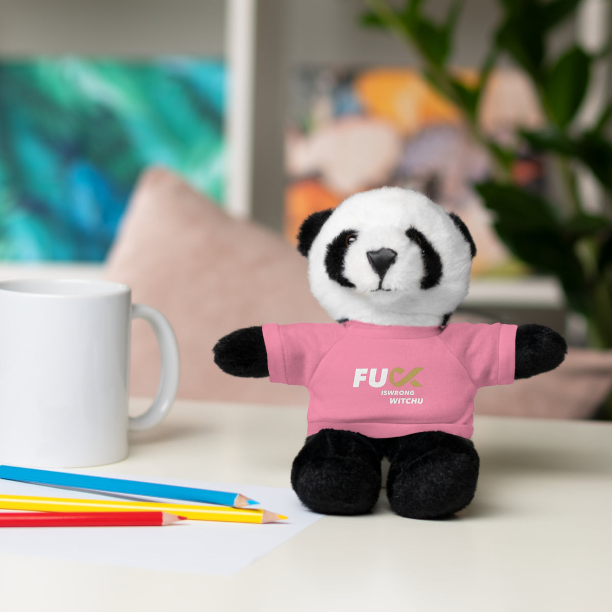 Plush Bear with #Fukiswrongwitchu Cancer Tee