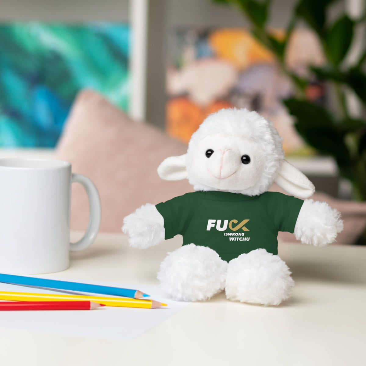 Plush Bear with #Fukiswrongwitchu Cancer Tee