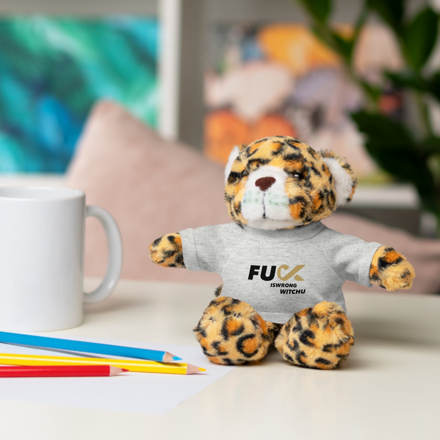 Plush Bear with #Fukiswrongwitchu Cancer Tee