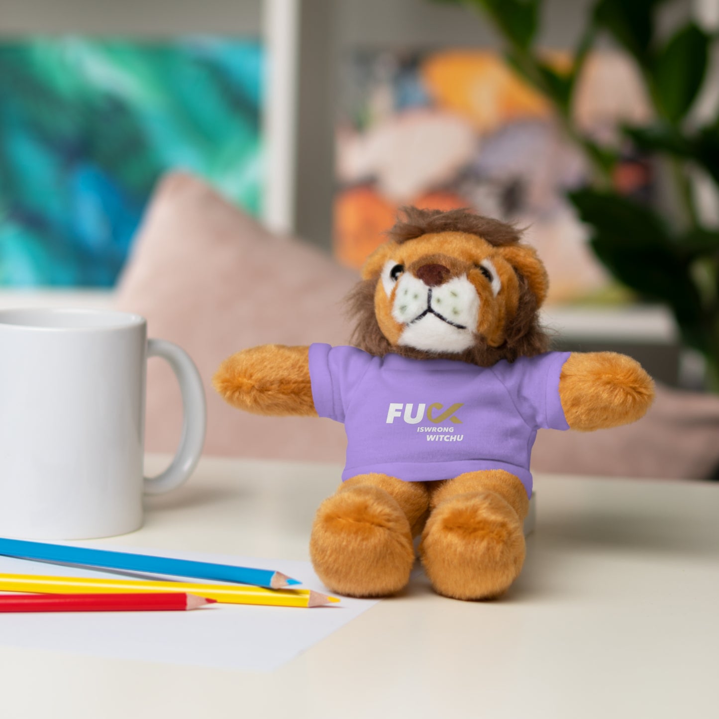 Plush Bear with #Fukiswrongwitchu Cancer Tee