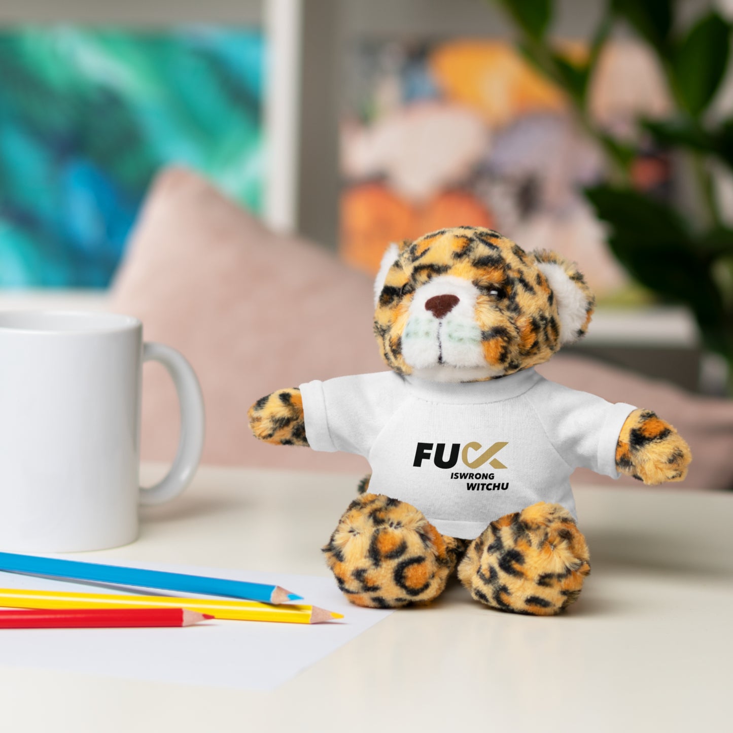 Plush Bear with #Fukiswrongwitchu Cancer Tee