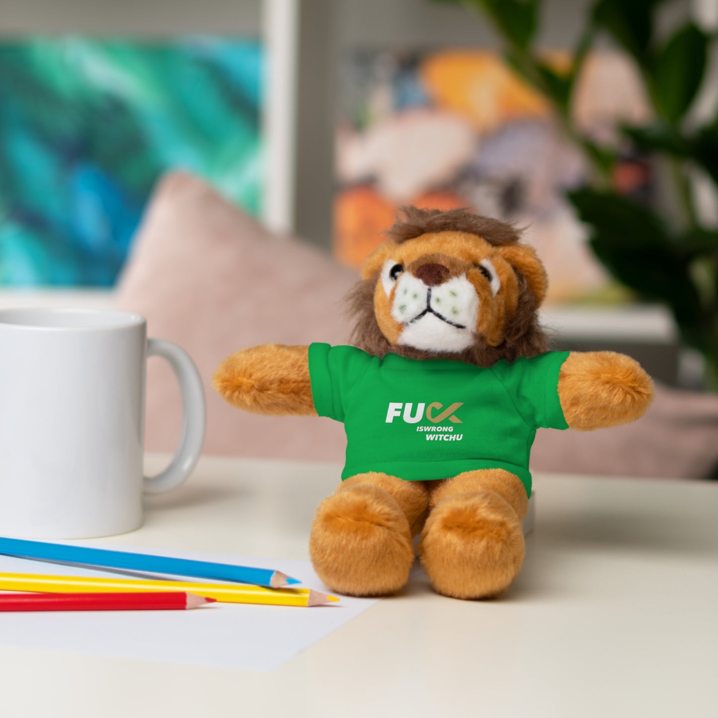 Plush Bear with #Fukiswrongwitchu Cancer Tee