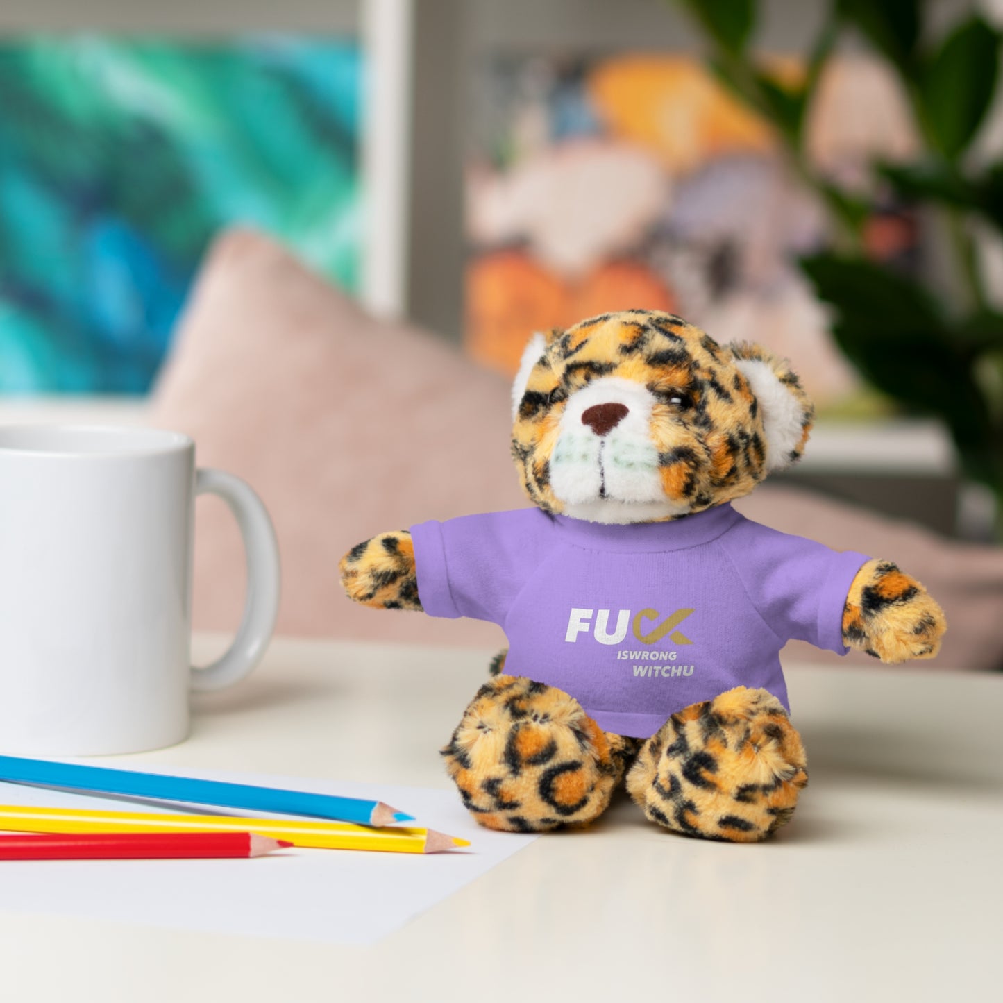Plush Bear with #Fukiswrongwitchu Cancer Tee