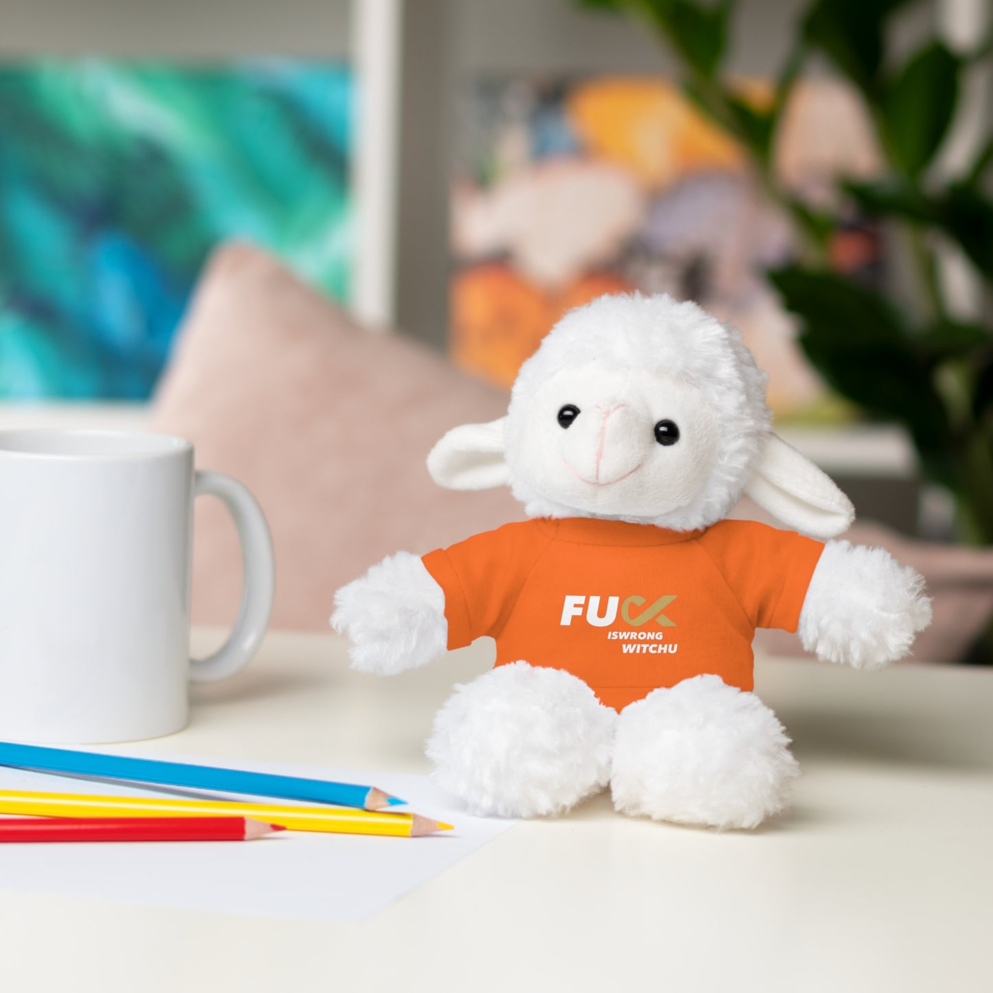 Plush Bear with #Fukiswrongwitchu Cancer Tee
