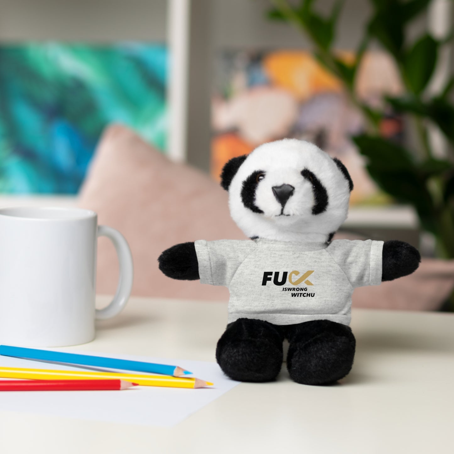 Plush Bear with #Fukiswrongwitchu Cancer Tee