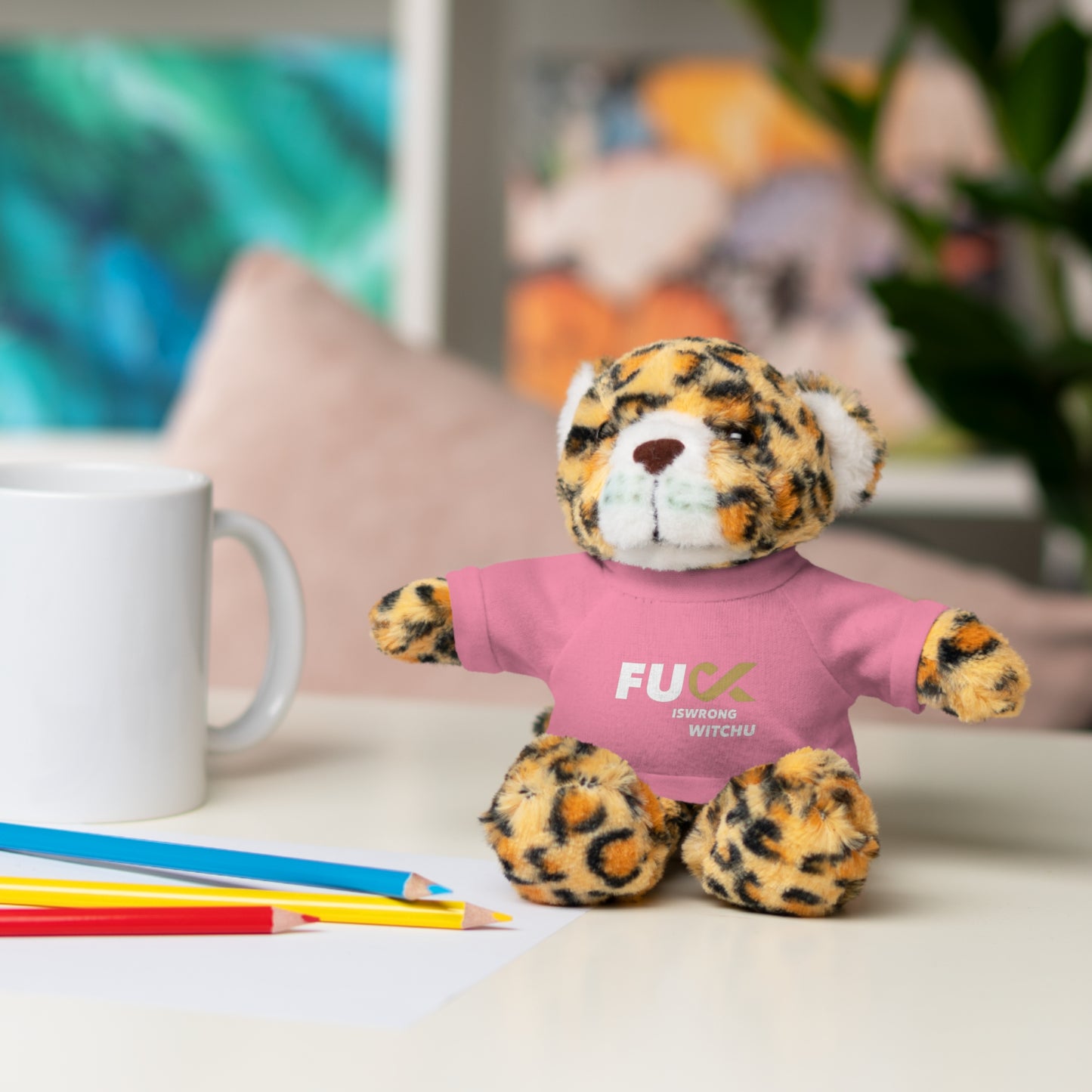 Plush Bear with #Fukiswrongwitchu Cancer Tee