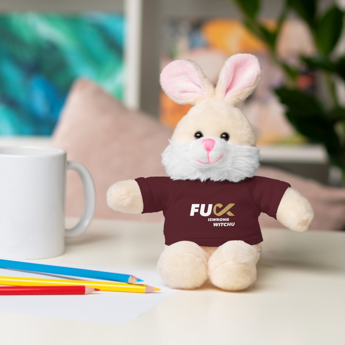 Plush Bear with #Fukiswrongwitchu Cancer Tee