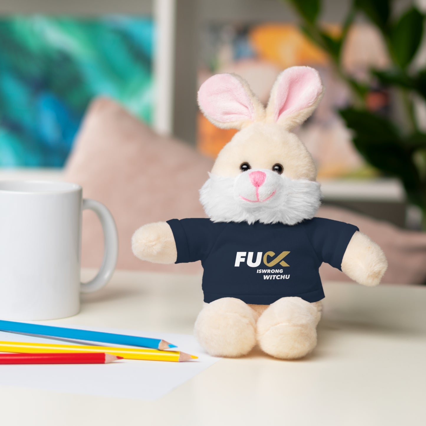 Plush Bear with #Fukiswrongwitchu Cancer Tee