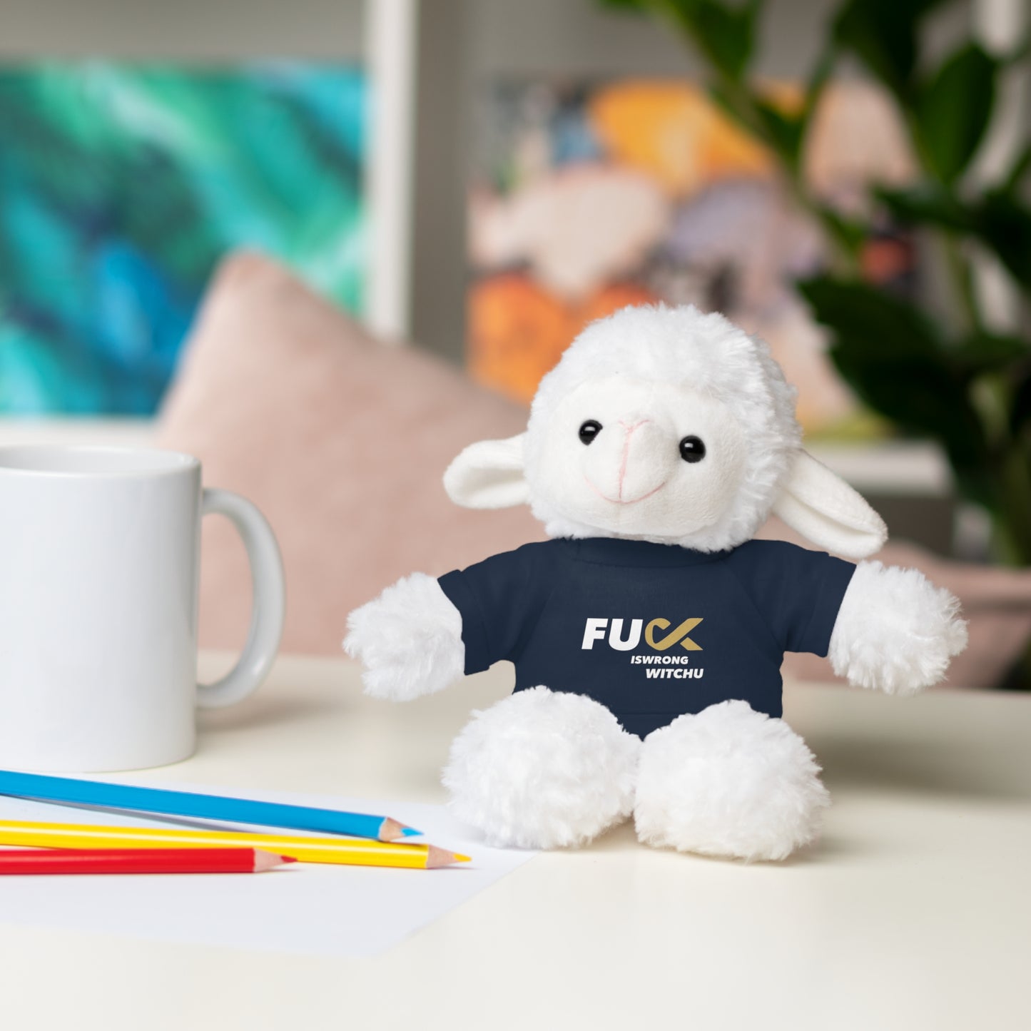 Plush Bear with #Fukiswrongwitchu Cancer Tee