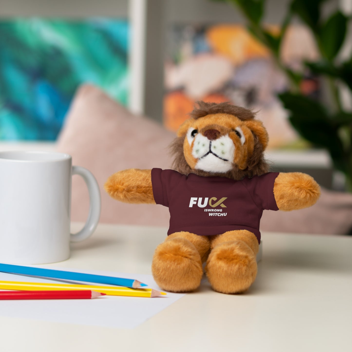 Plush Bear with #Fukiswrongwitchu Cancer Tee