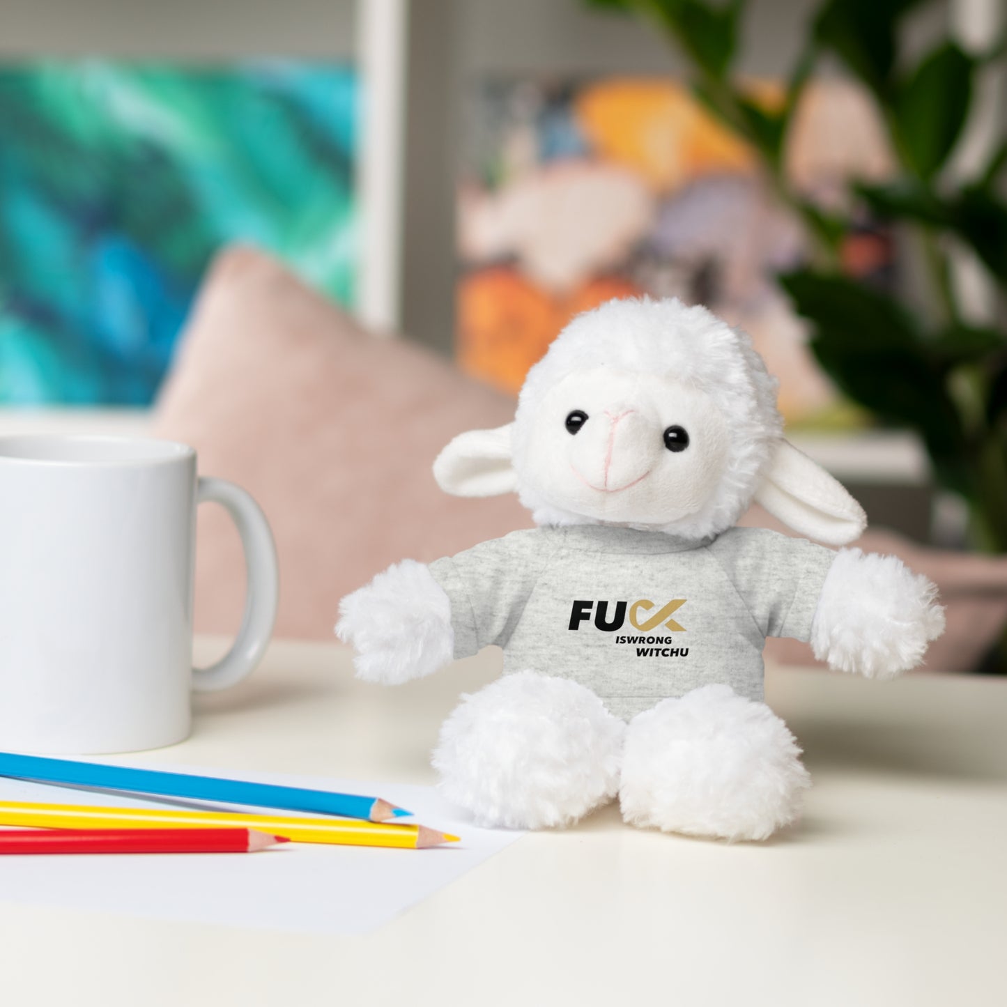 Plush Bear with #Fukiswrongwitchu Cancer Tee
