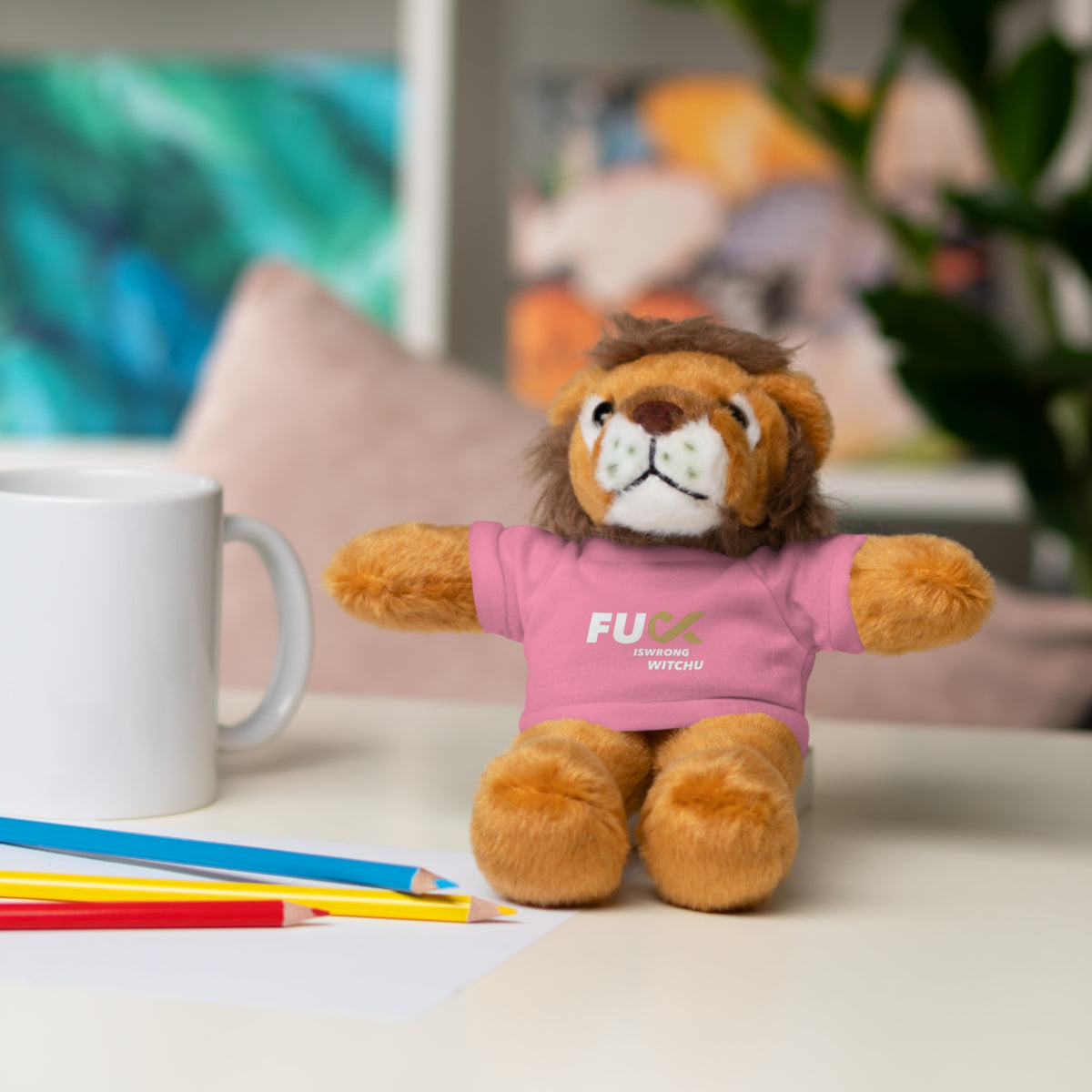 Plush Bear with #Fukiswrongwitchu Cancer Tee