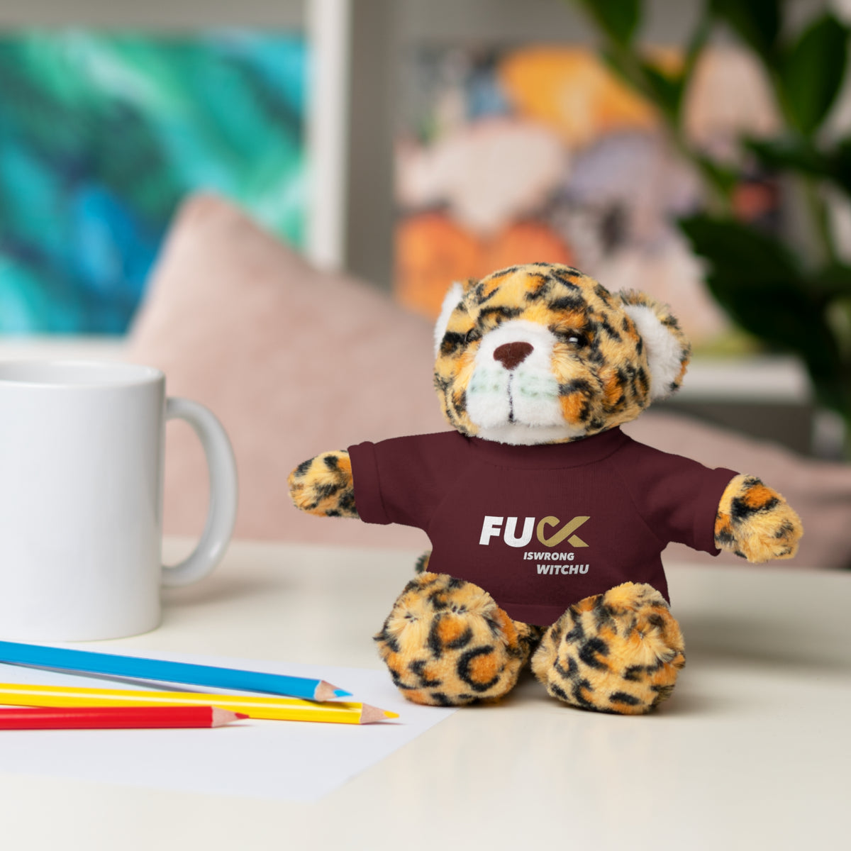 Plush Bear with #Fukiswrongwitchu Cancer Tee