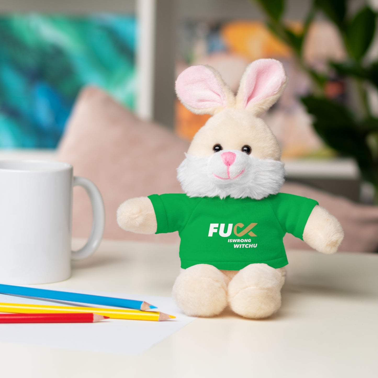 Plush Bear with #Fukiswrongwitchu Cancer Tee